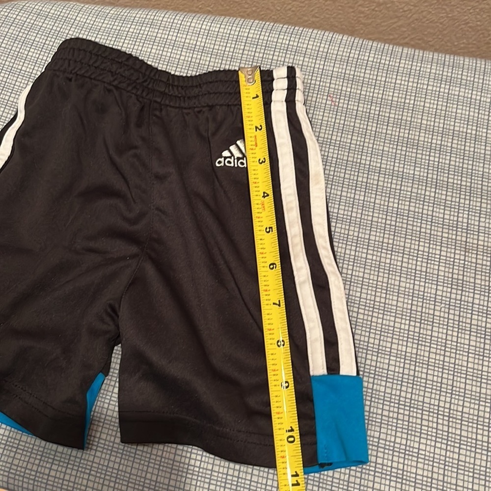 Adidas Boys Shorts Size 2T Black White Stripe Aqua Blue - Picture 7 of 8